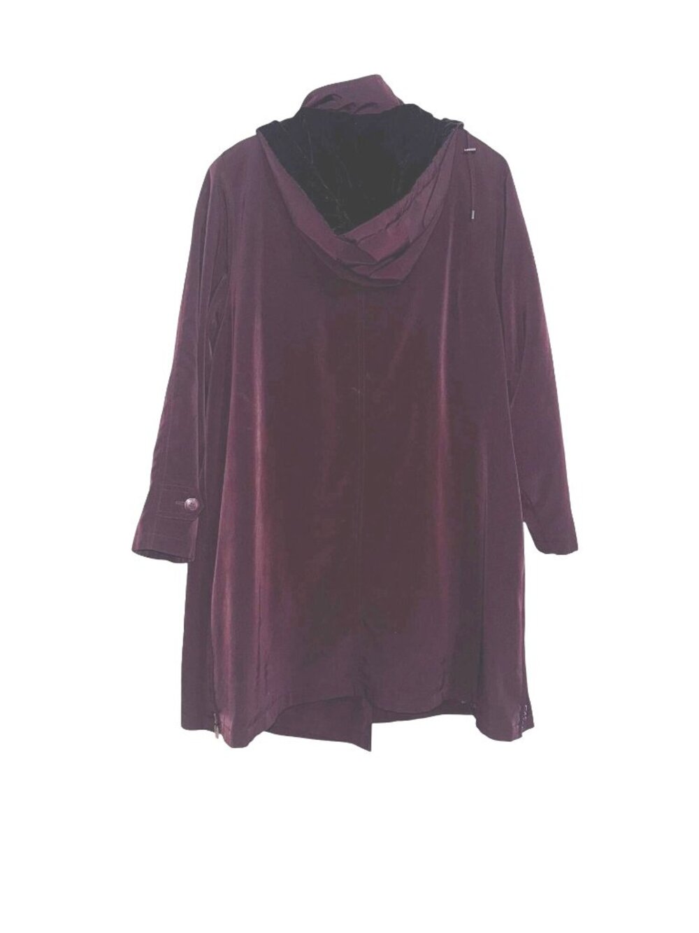 Gallery Woman Hooded Burgundy Coat 2X With Zipper & Button Closure Polyester Nyl - Picture 9 of 11